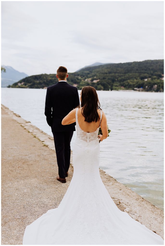 first look bride and groom on wedding day annecy france