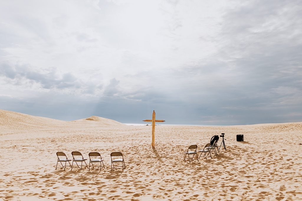 wedding ceremony site at sand dunes