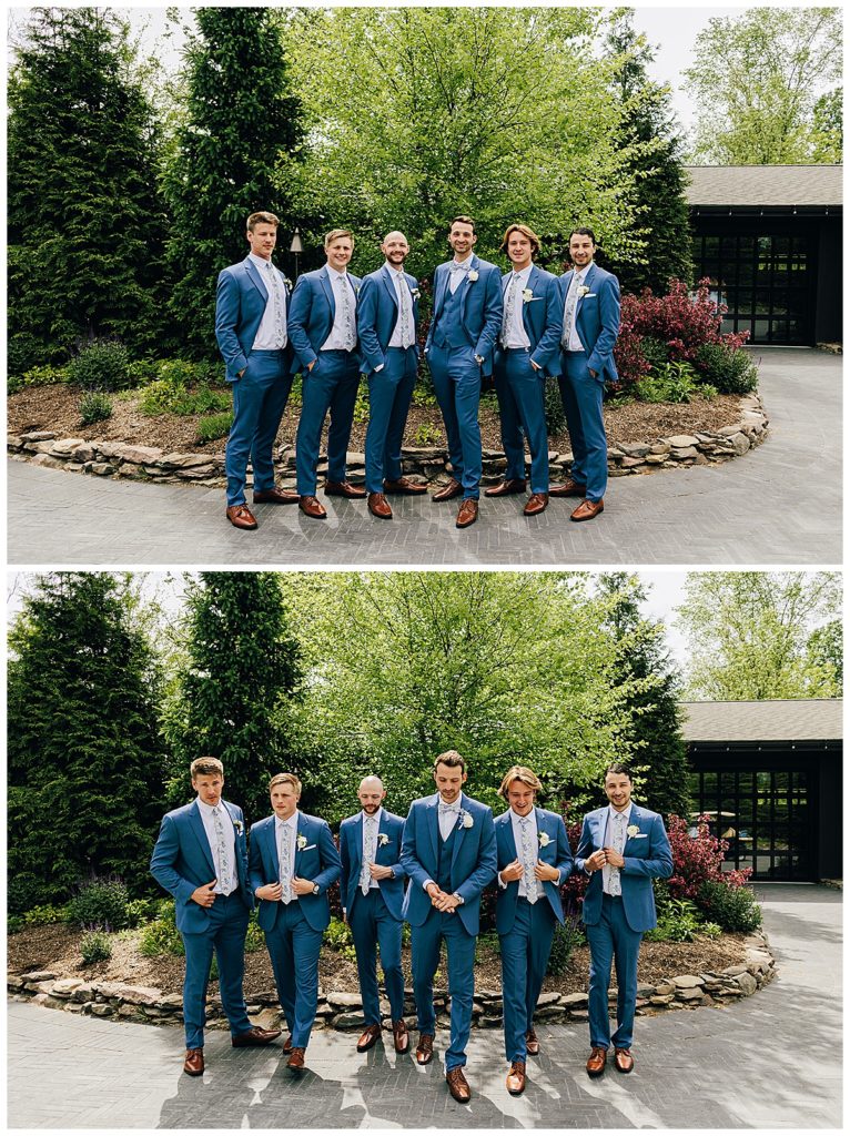 Groom is surrounded by groomsmen by Kayla Bouren Photography