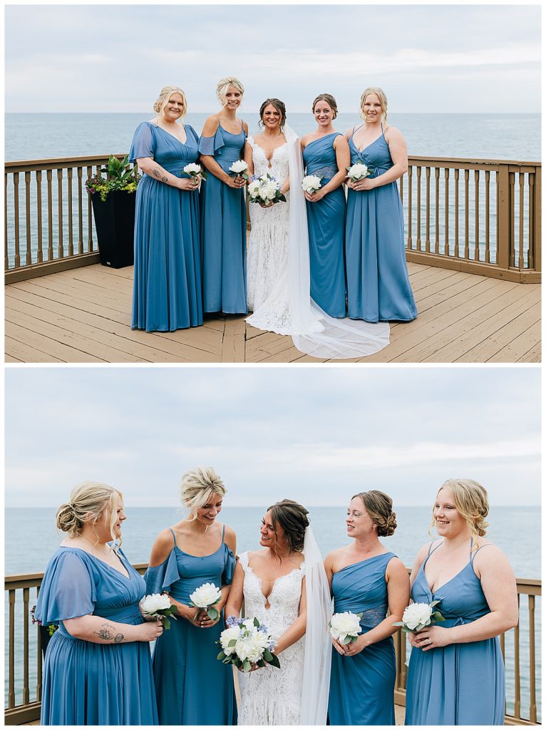 Bride with wedding party by Detroit wedding photographer
