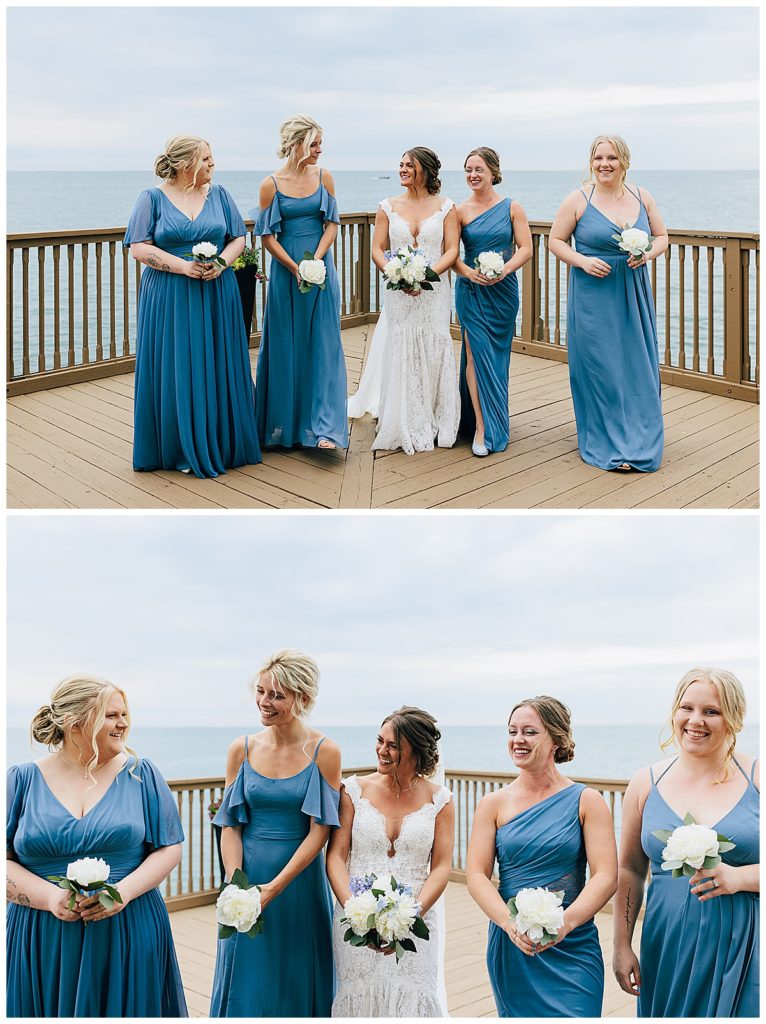 Bride with bridesmaids smiling and laughing for Kayla Bouren Photography.