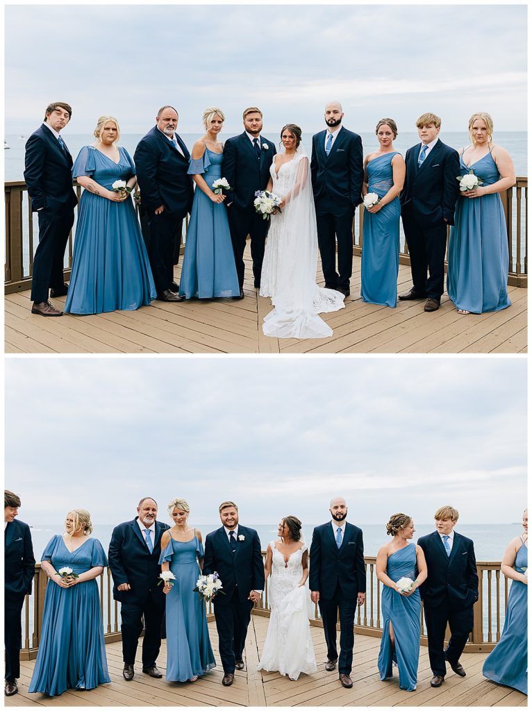 Bride and groom with entire wedding party for Lake St.Clair wedding