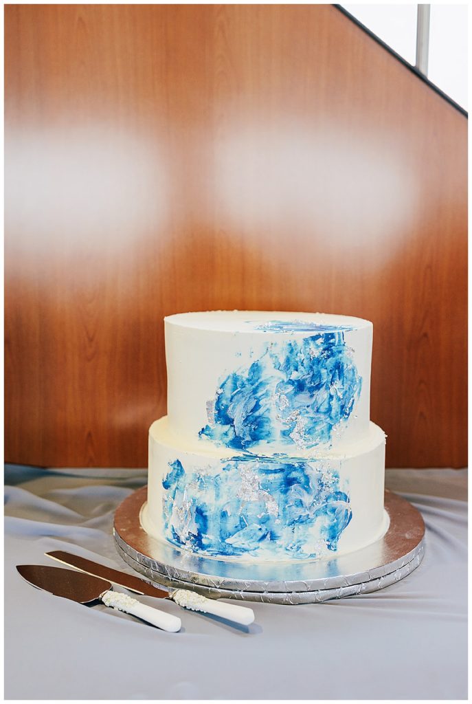 Beautiful blue marble cake for Lake St.Clair wedding