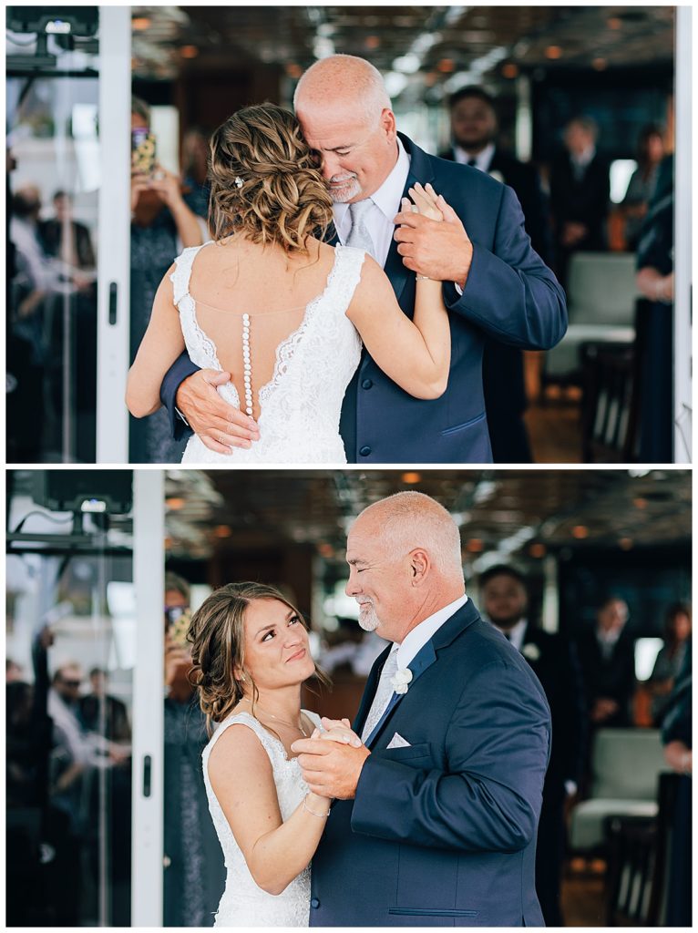 Father and daughter dance together by Detroit wedding photographer