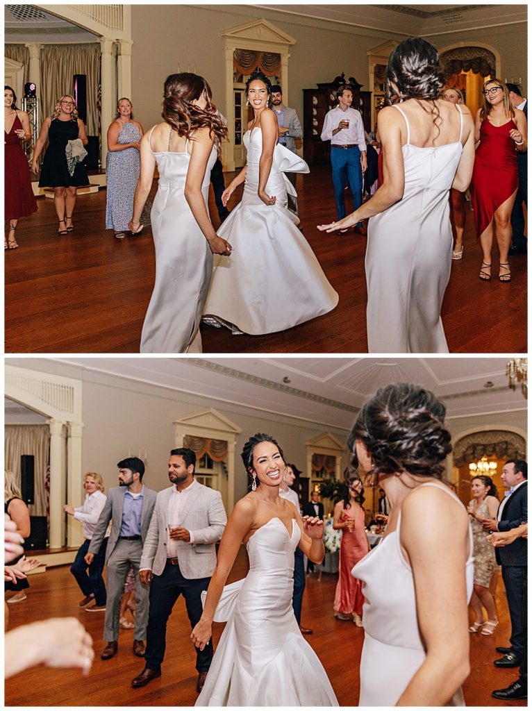Bride dancing with wedding family and friends for Kayla Bouren Photography