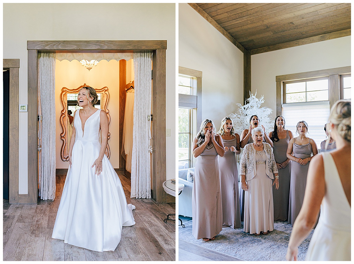 Bridal party reactions for gown reveal by Kayla Bouren Photography