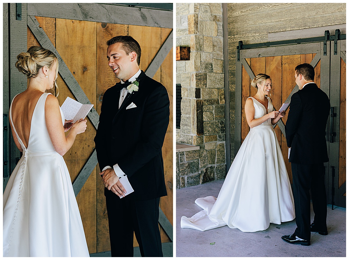 Man listens to bride's vows by Kayla Bouren Photography