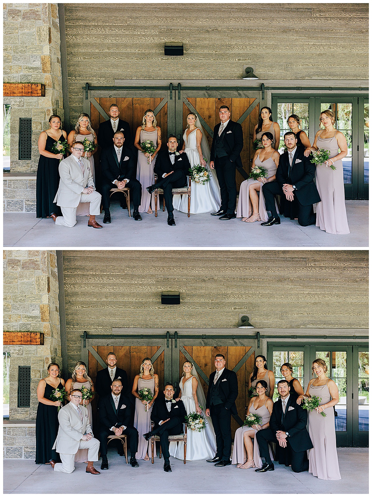 Entire wedding party at Black River Barn South Haven