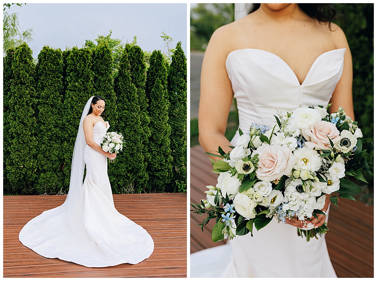 Bride with beautiful bouquet for Kayla Bouren Photography