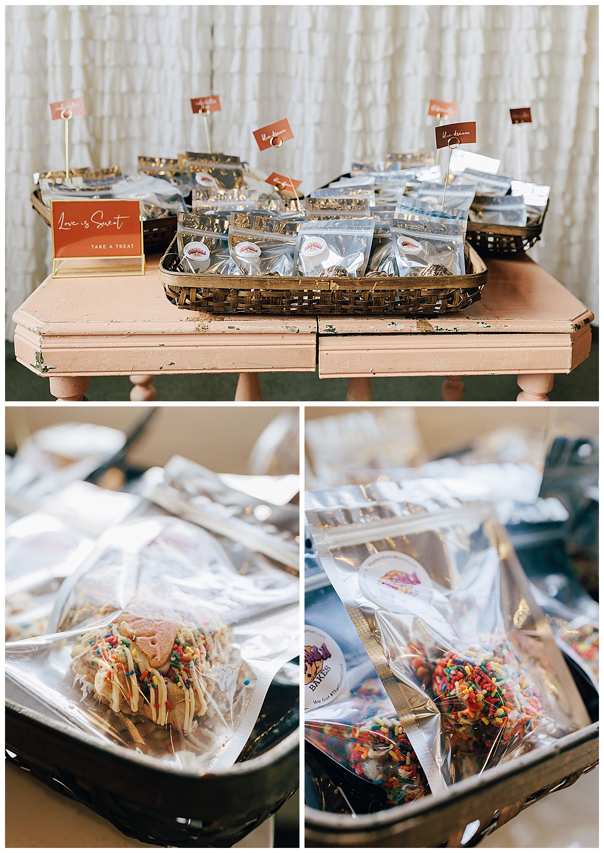 bagged cookies in baskets for Detroit Wedding Photographer