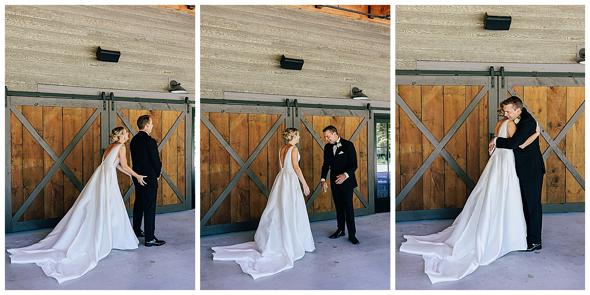 Bride sneaks up on groom for Detroit Wedding Photographer