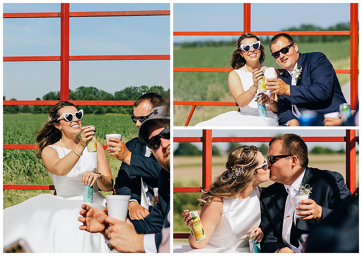 Groom and bride share a cheers for Detroit Wedding Photographer