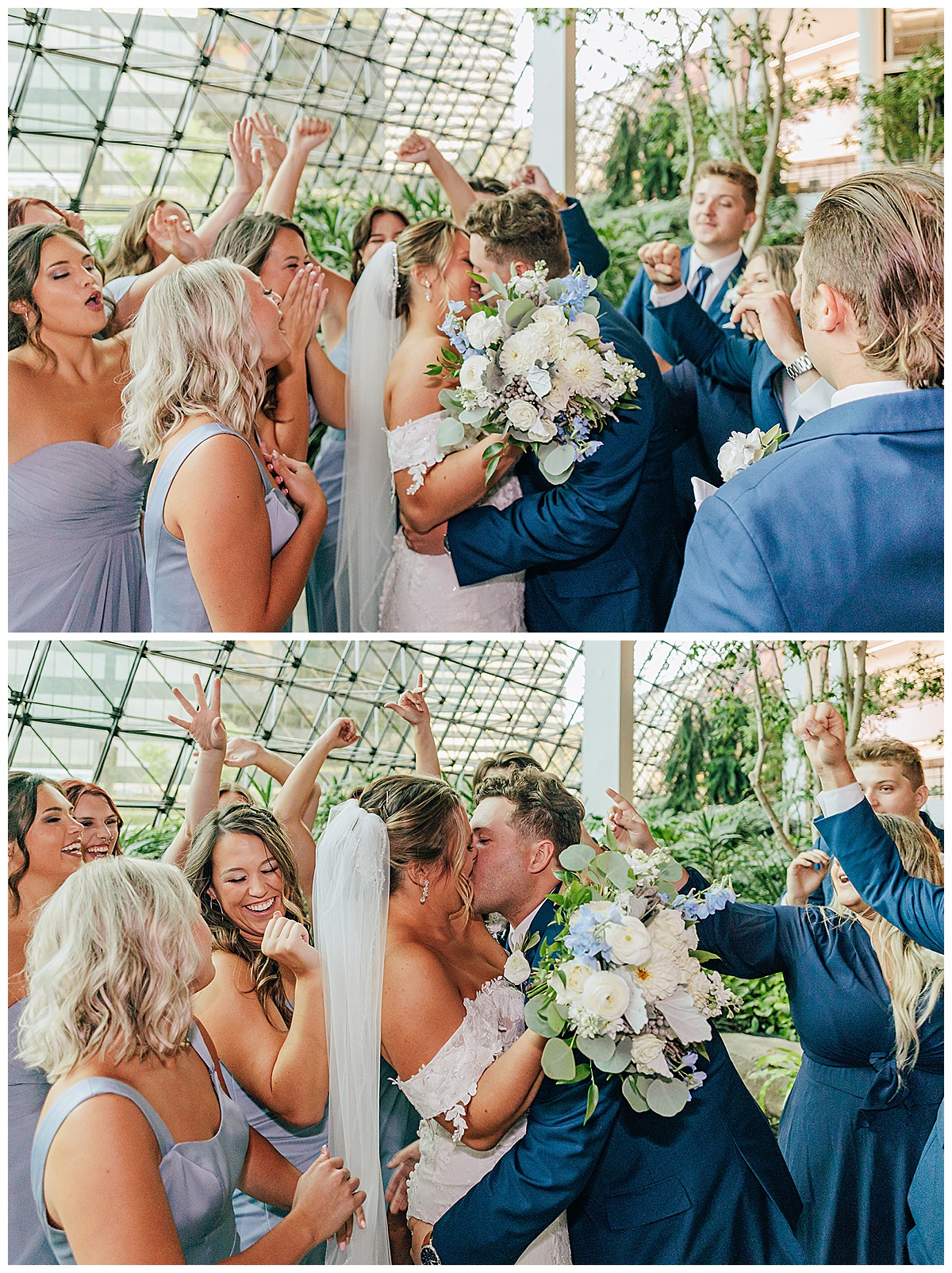 Husband and wife share a kiss by Detroit Wedding Photographer