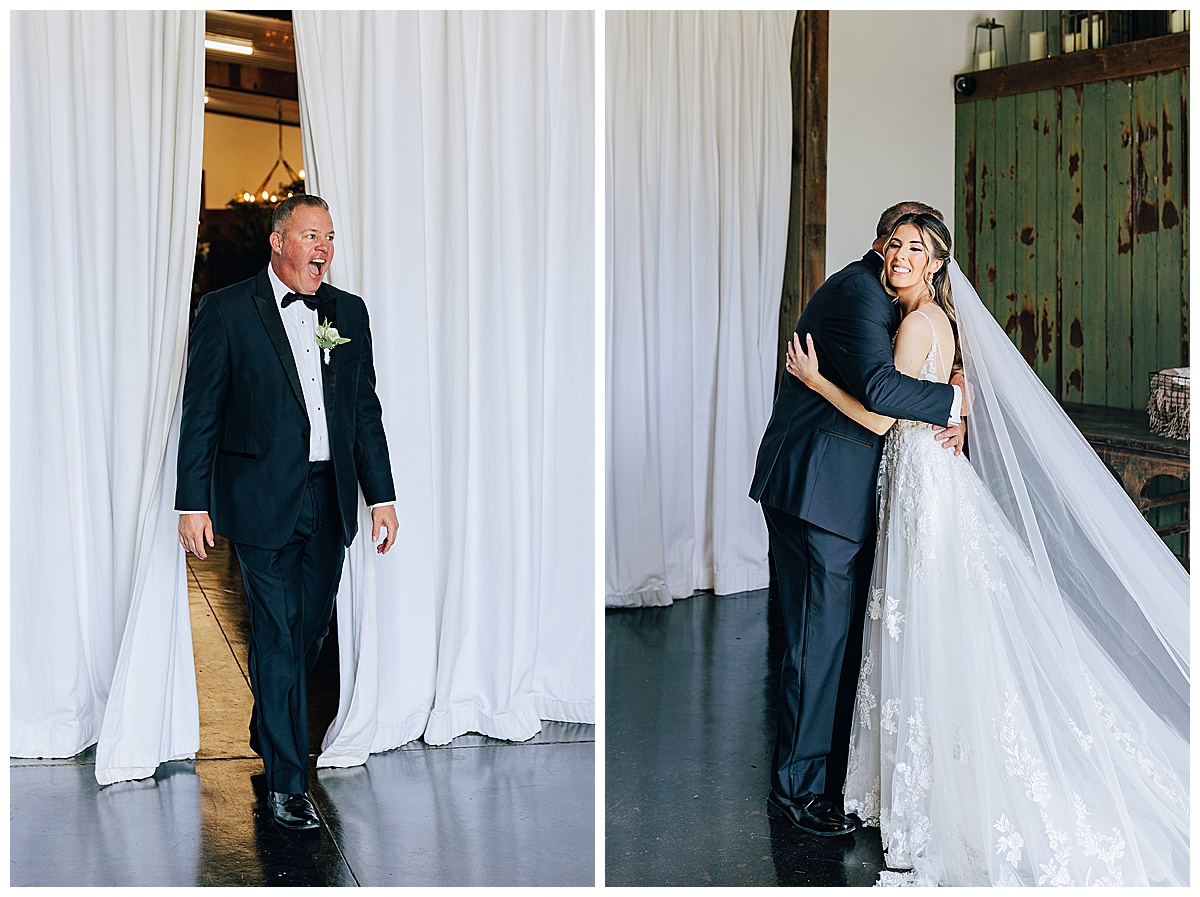 Father and daughter first look for Kayla Bouren Photography