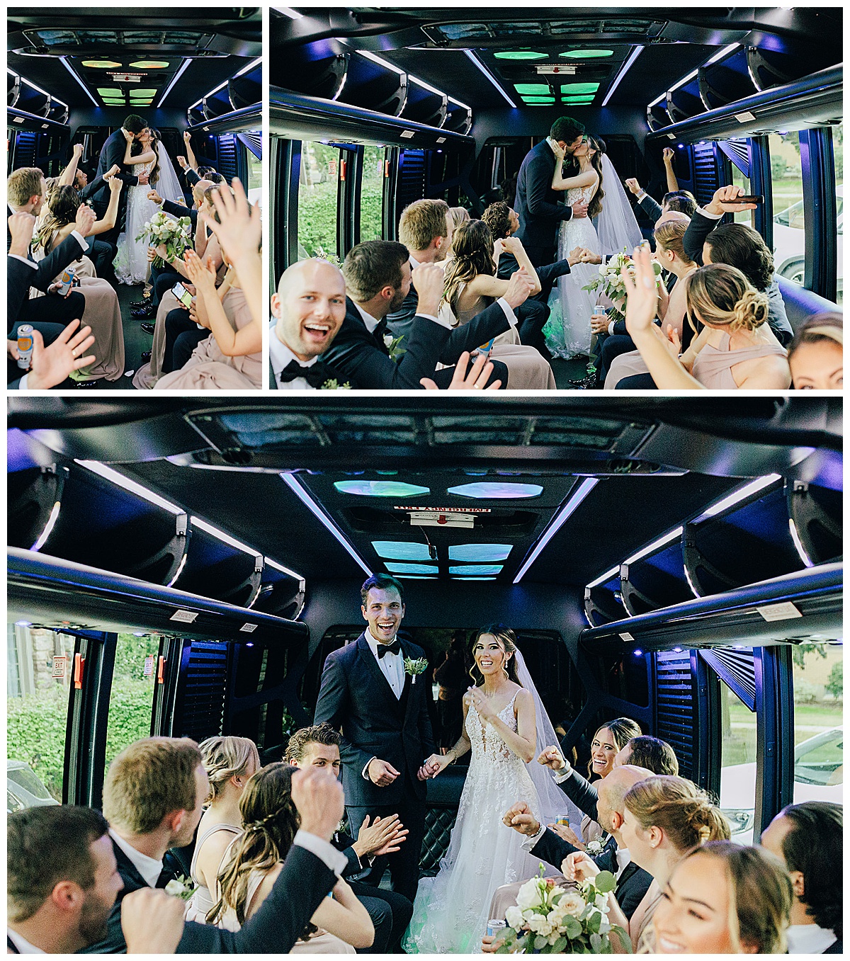 Couple has fun in limo for Charming Michigan Wedding