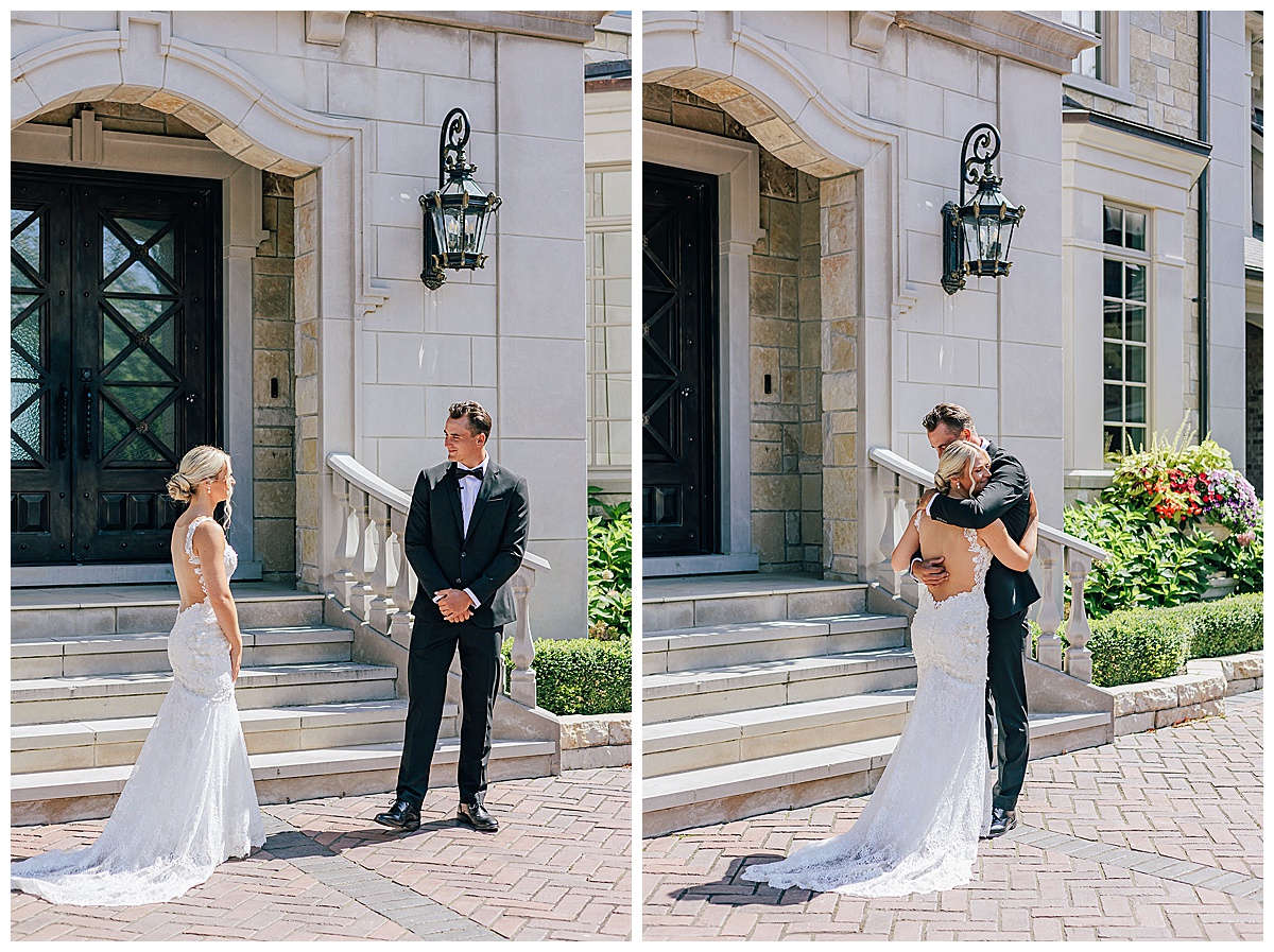 First look for couple by Detroit Wedding Photographer