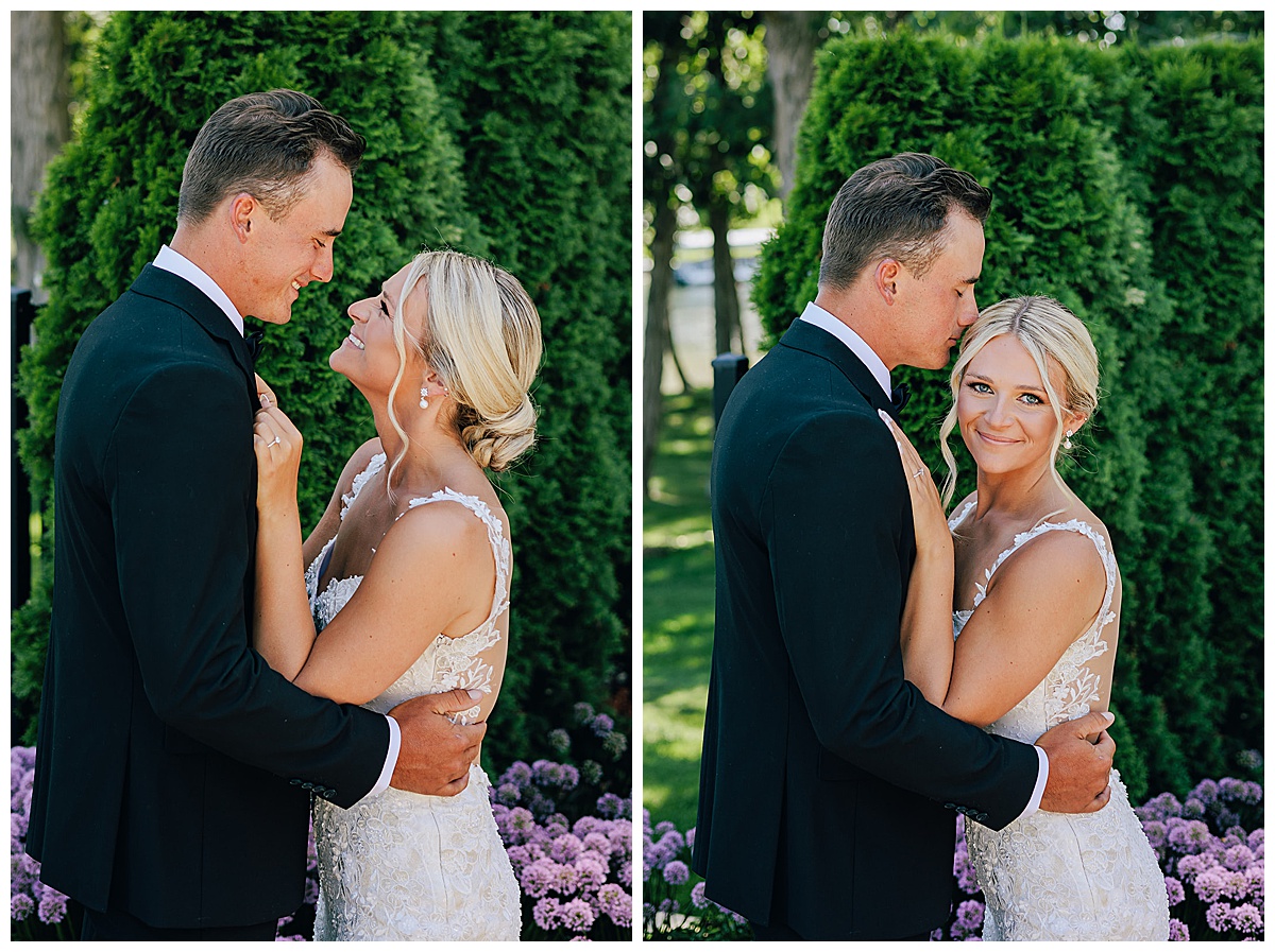 Couple smile close together for Detroit Wedding Photographer