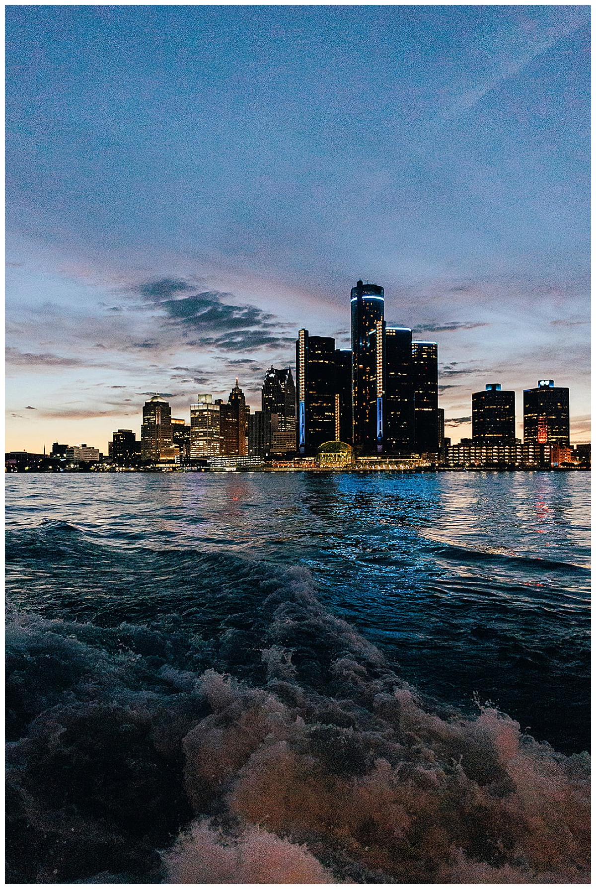 Beautiful night time skyline by Detroit Wedding Photographer