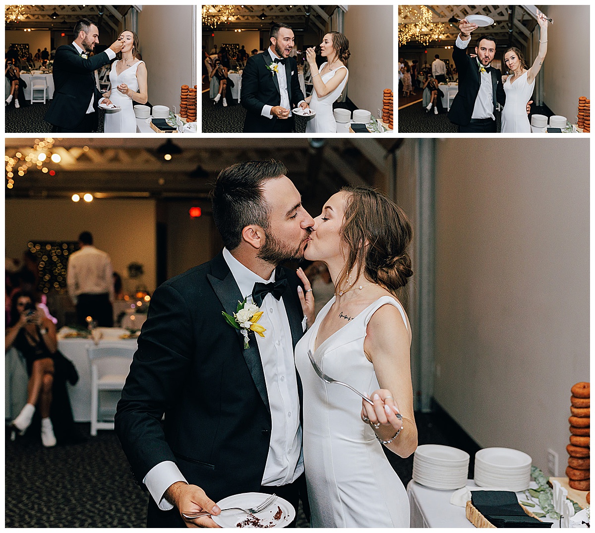 Bride and groom enjoy cake for Kayla Bouren Photography