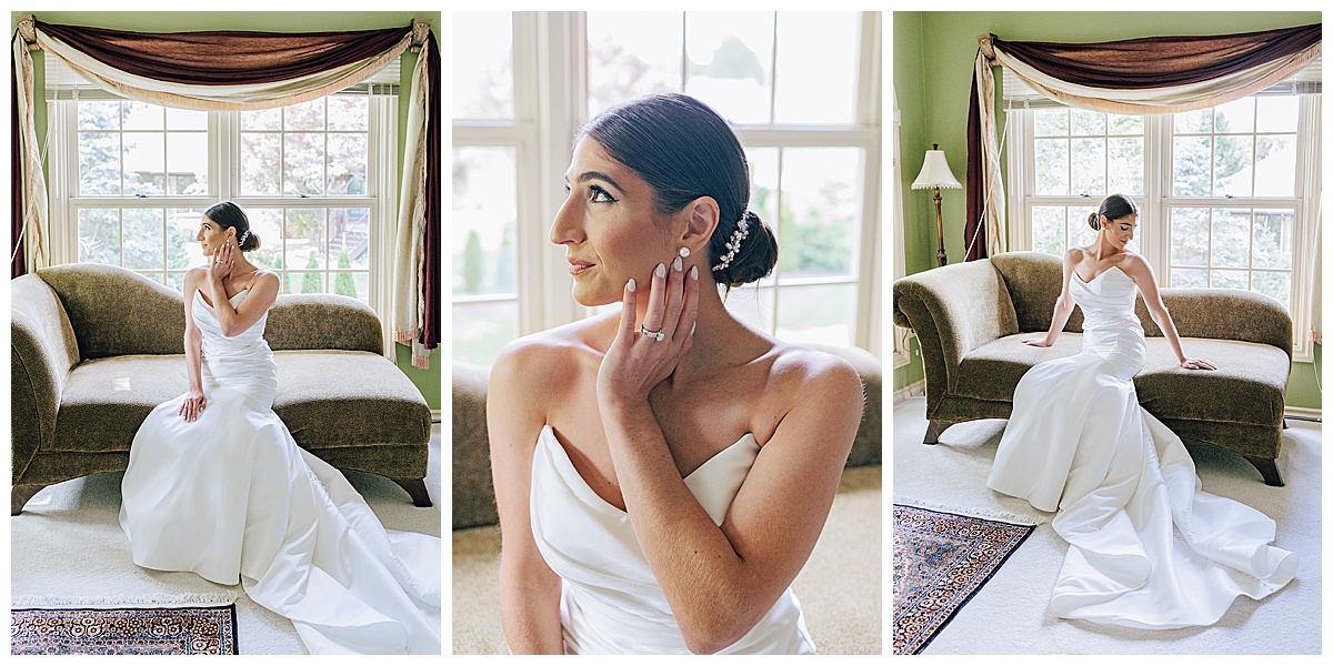 Bride sits in dress for Kayla Bouren Photography