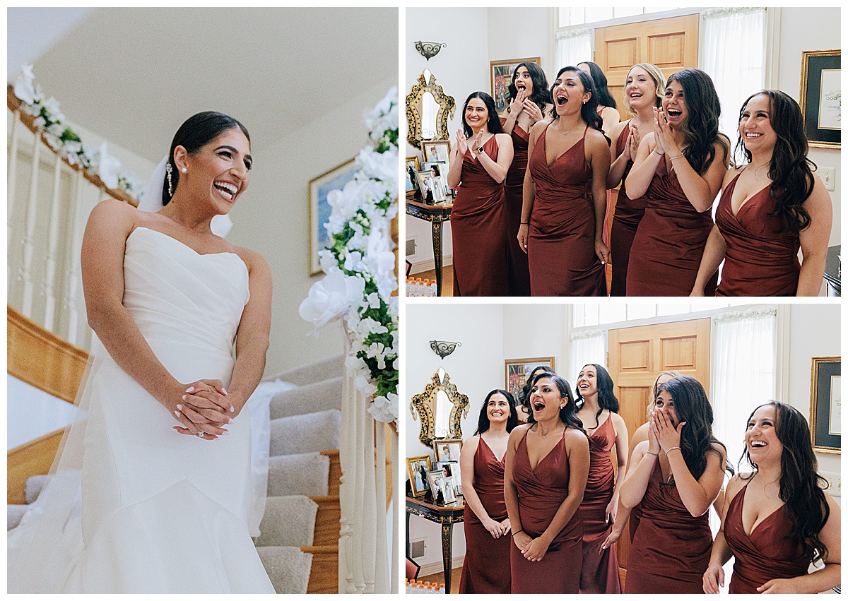 Bridesmaids see bride for the first time for Kayla Bouren Photography