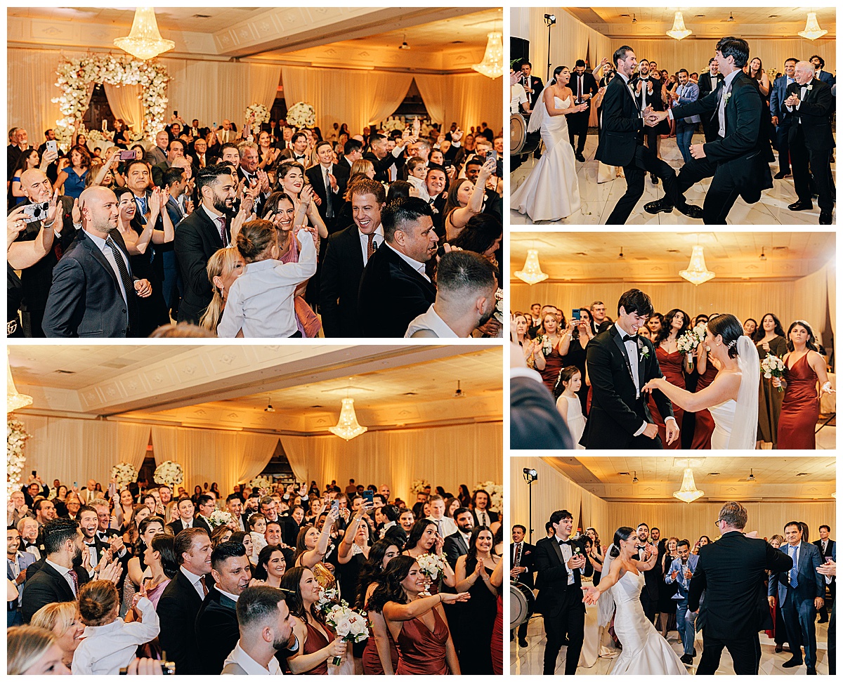 Family and friends dance with couple for Epic Regency Manor