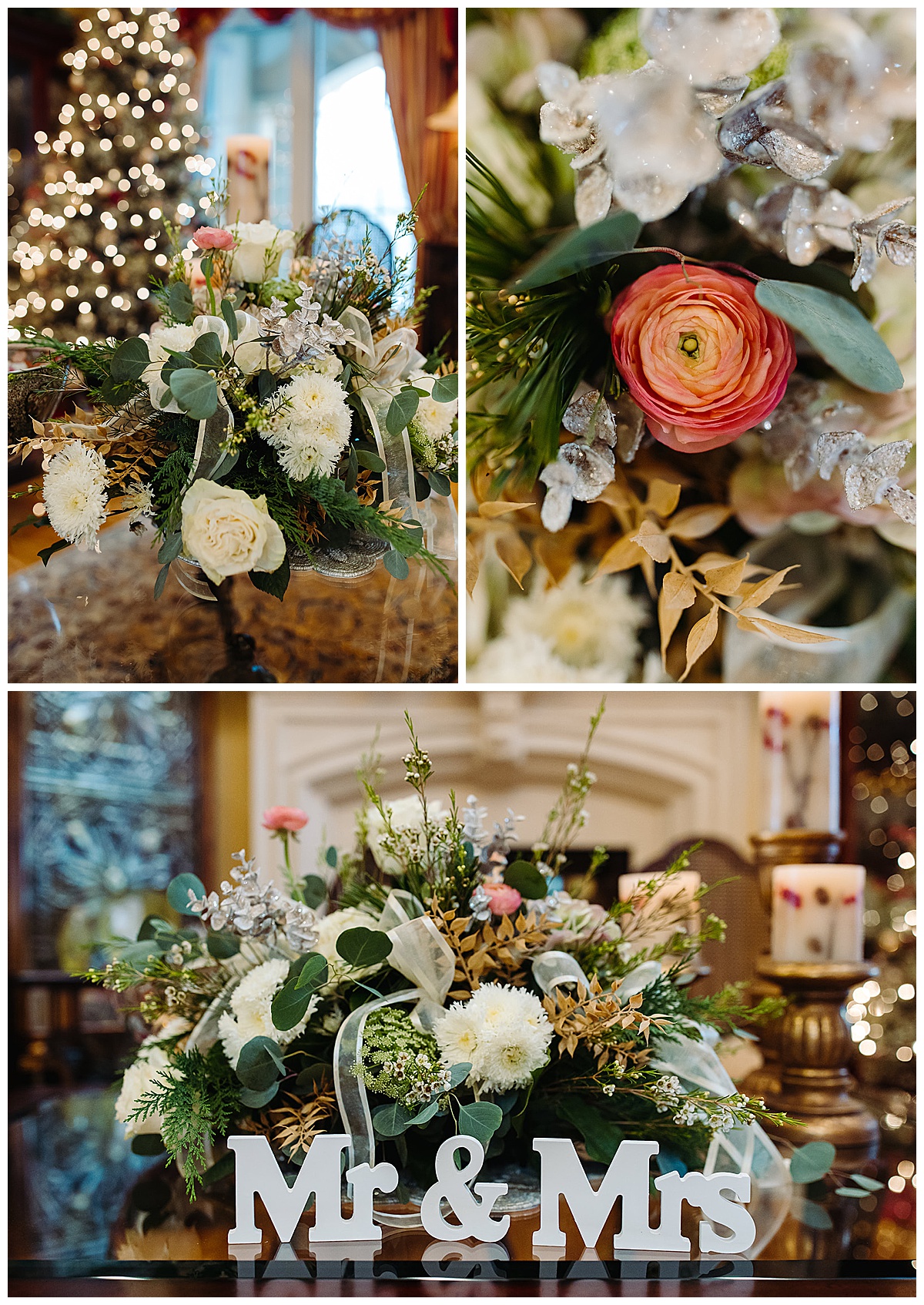 beautiful floral arrangements for this intimate Michigan ceremony
