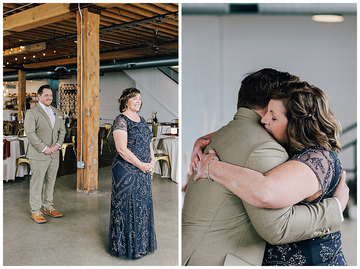 Mother and son first look for Detroit Wedding Photographer