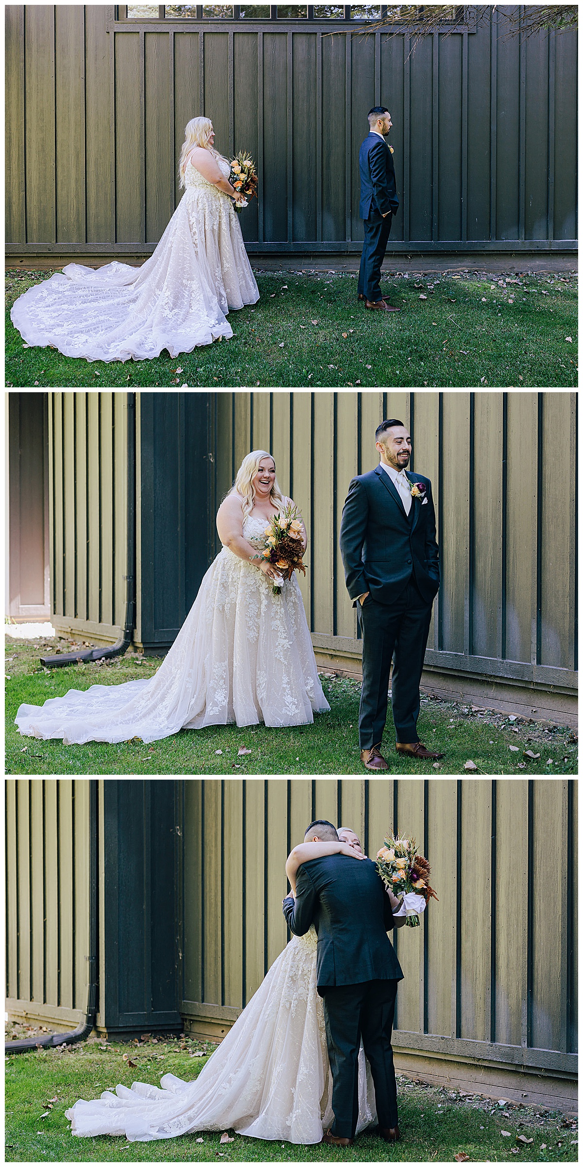 Bride and groom first look by Detroit Wedding Photographer