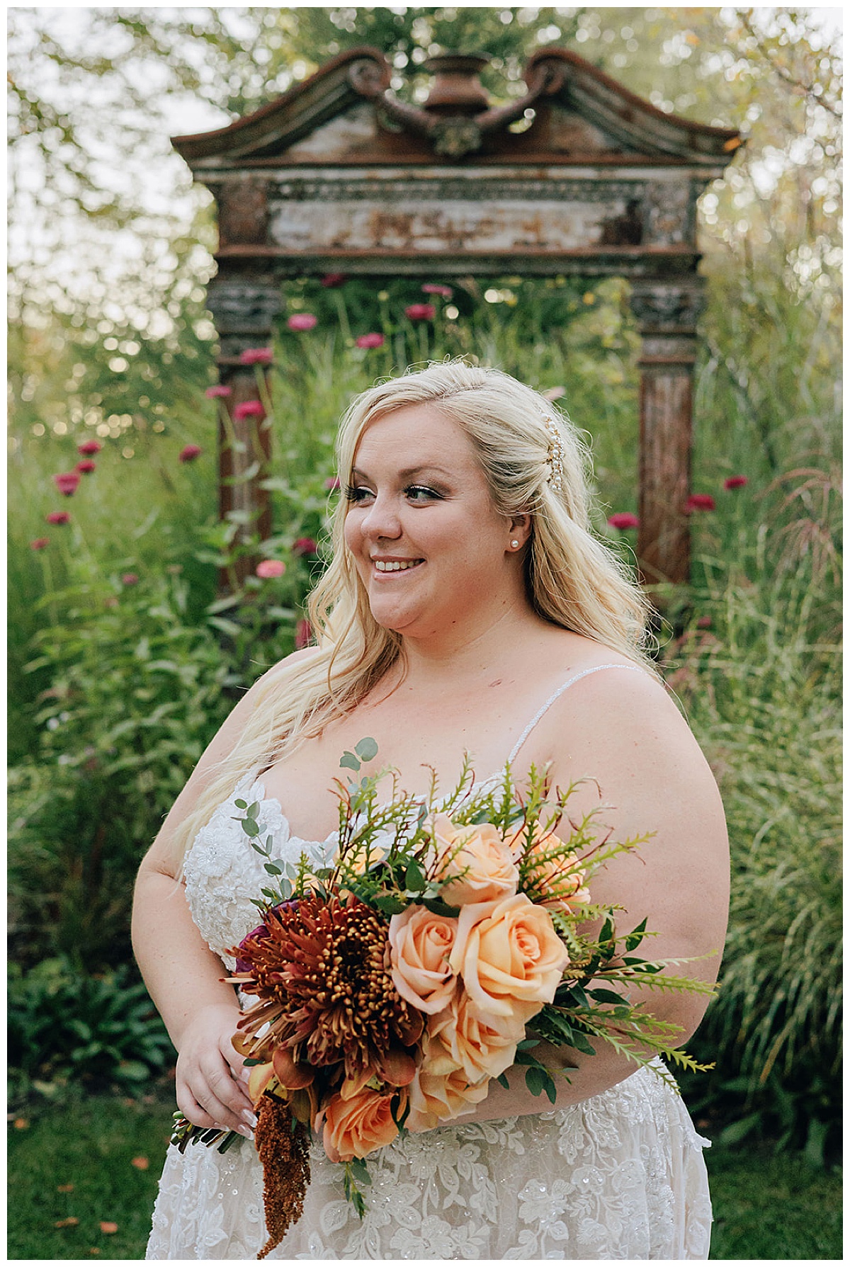 Beautiful bride with bouquet at Holly Township Wedding