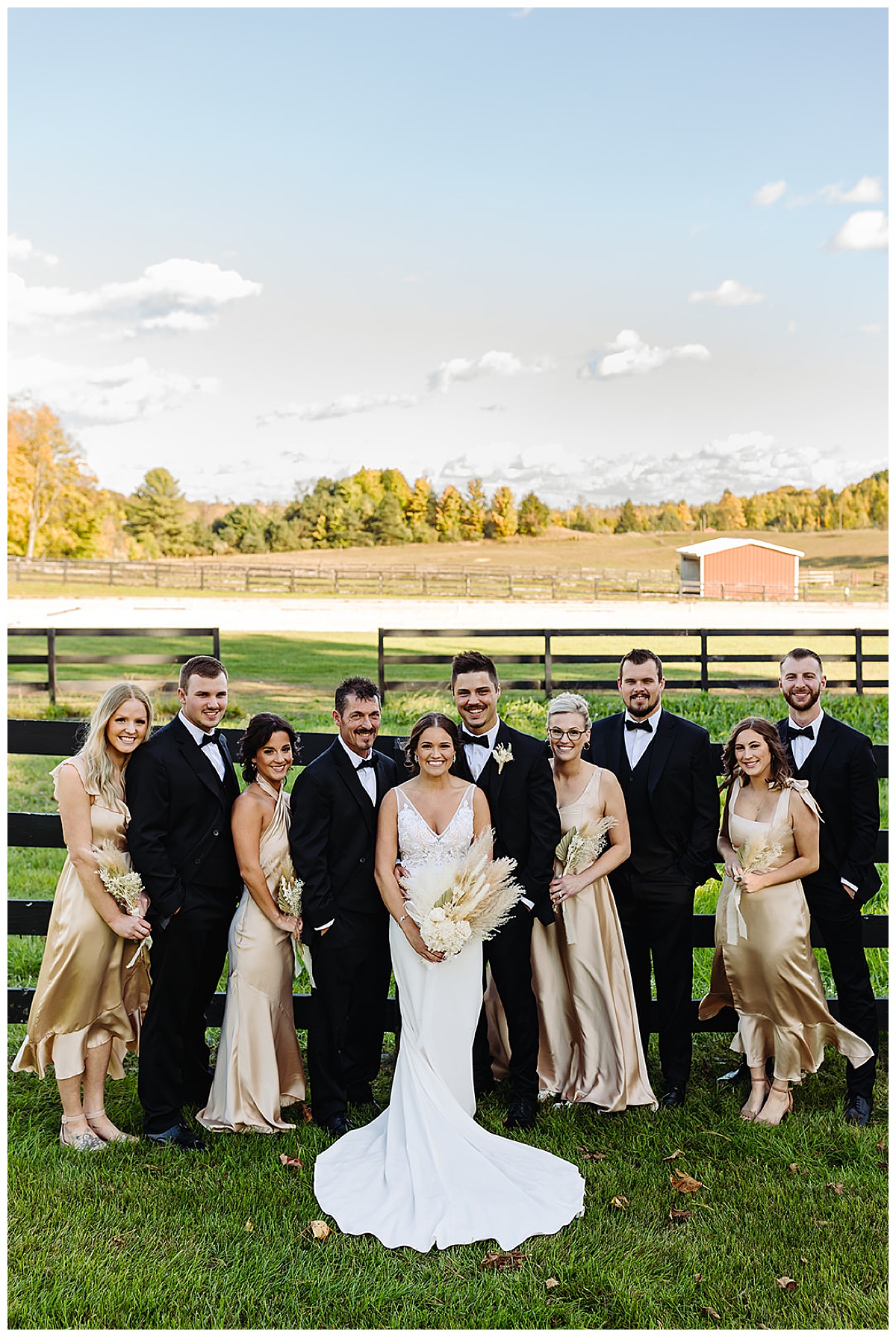 Wedding party smile together for Kayla Bouren Photography