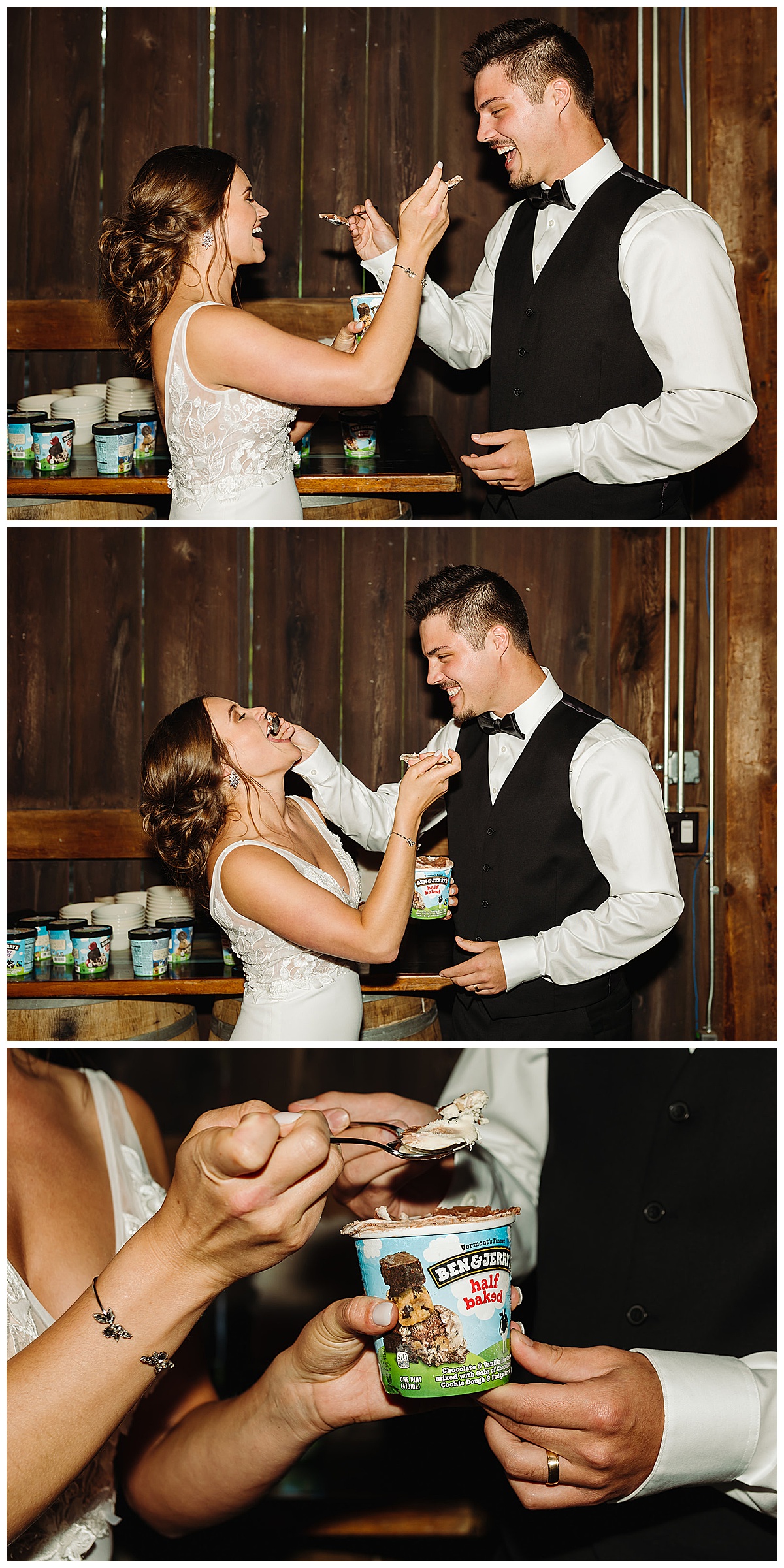 Bride and groom share ice cream by Kayla Bouren Photography