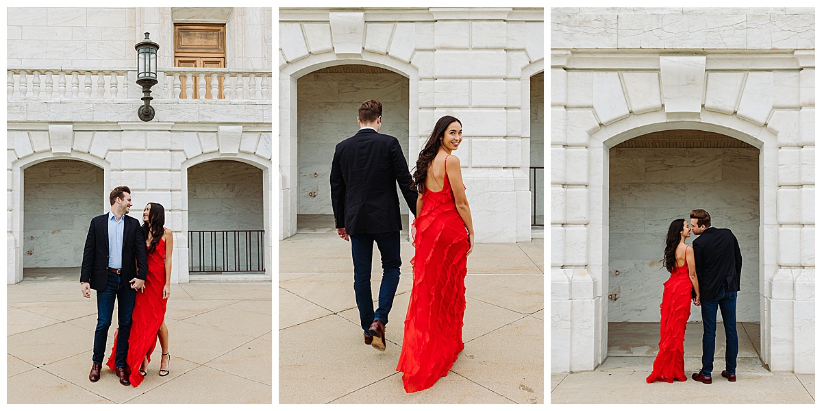 Man and woman holds hands for DIA Engagement Session