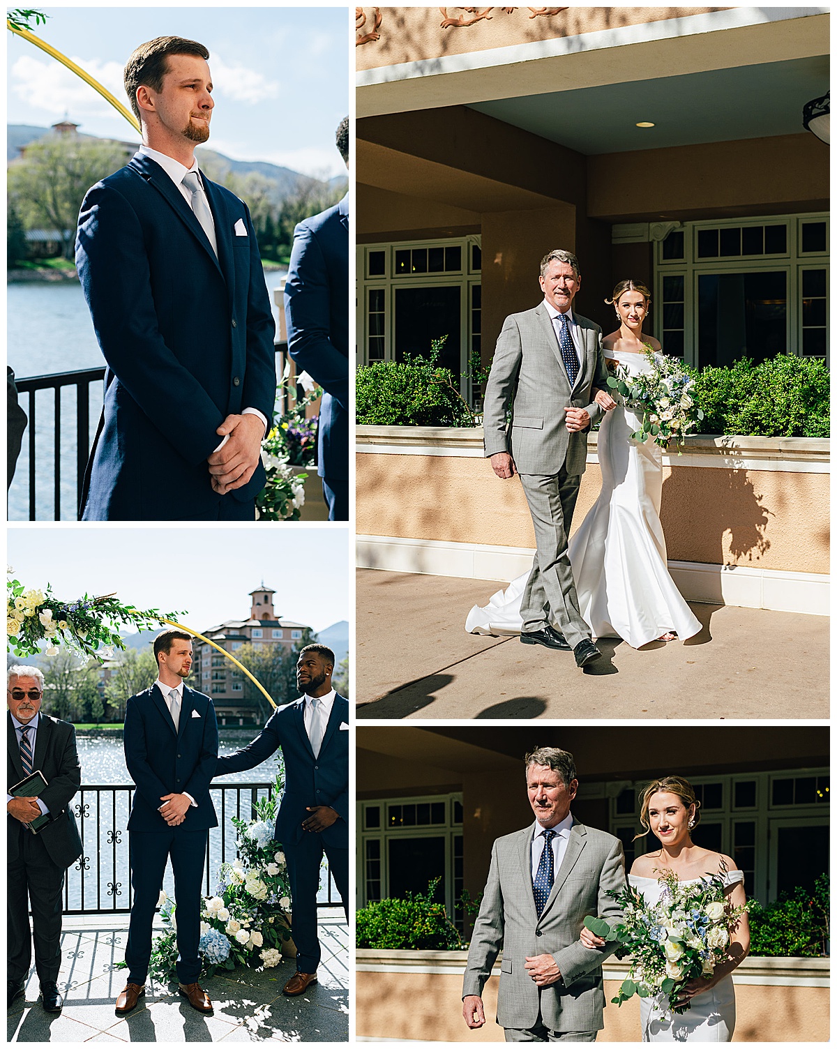 Husband sees wife walk down the aisle Detroit Wedding Photographer
