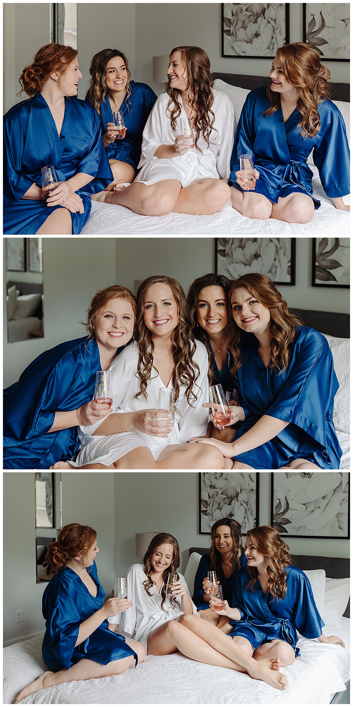 Bride enjoys drinks with bridesmaids for Detroit Wedding Photographer