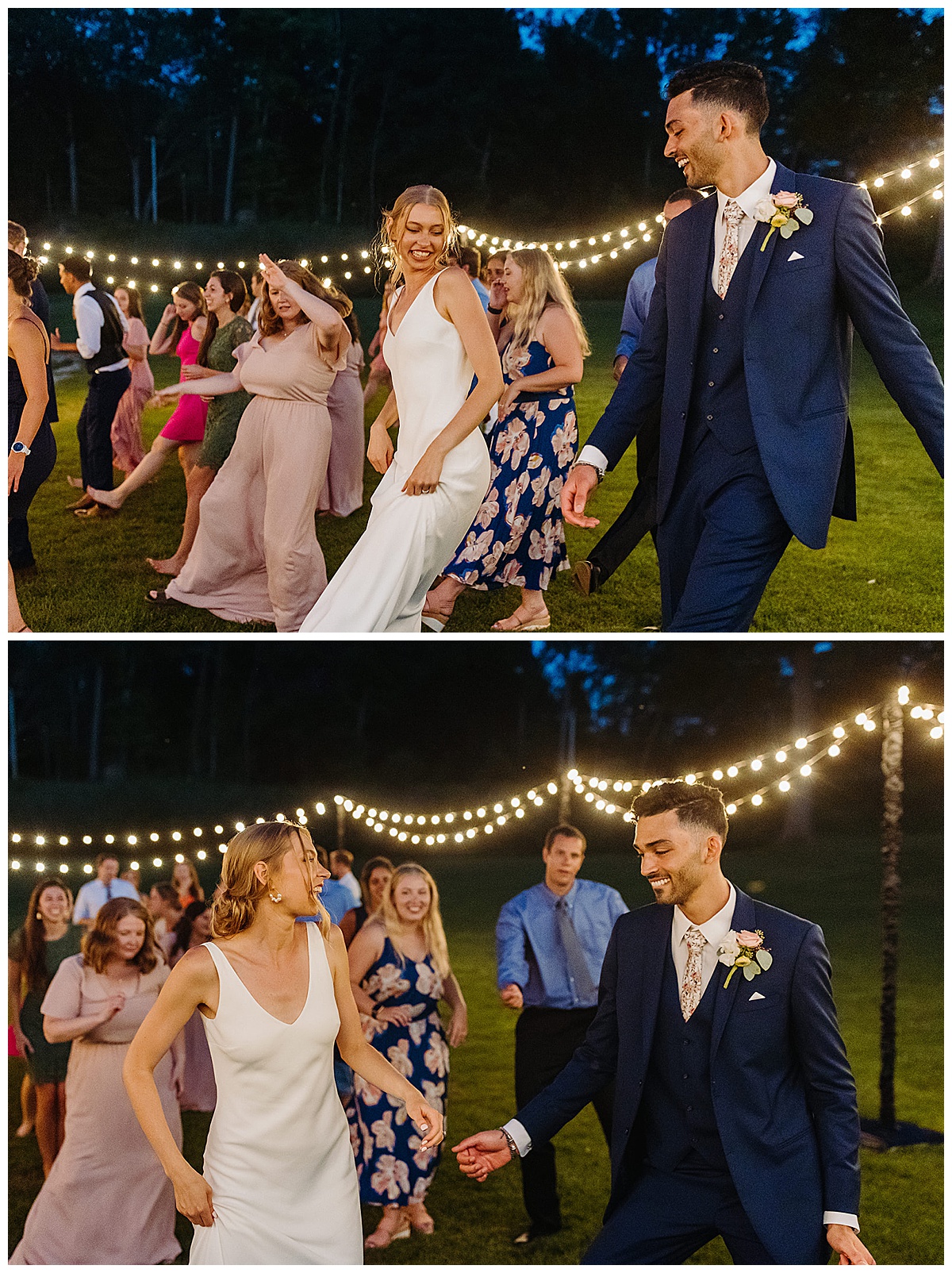 Family and friends dance with couple for Kayla Bouren Photography