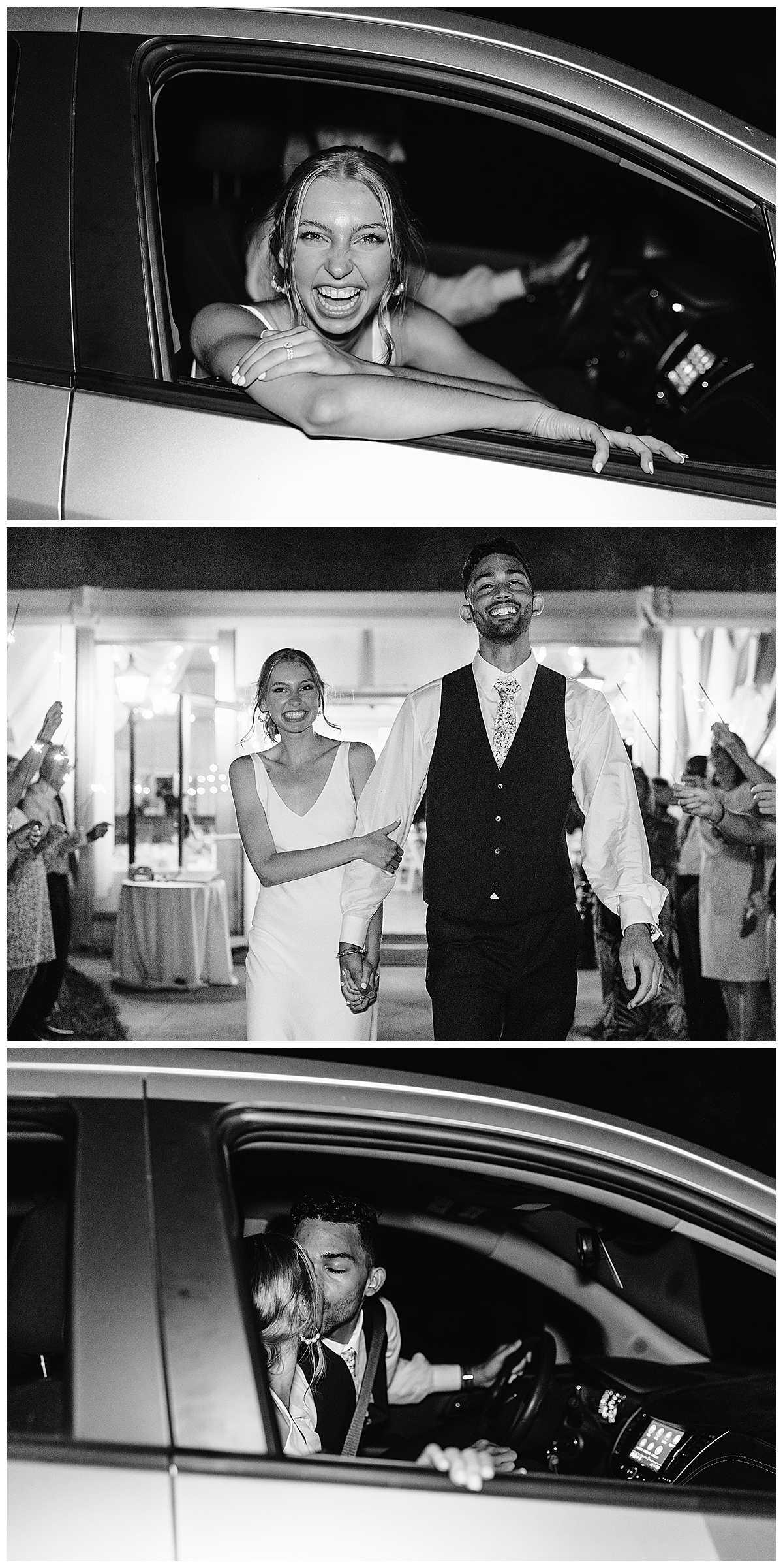 Husband and wife  leave their wedding with smiles for Detroit Wedding Photographer