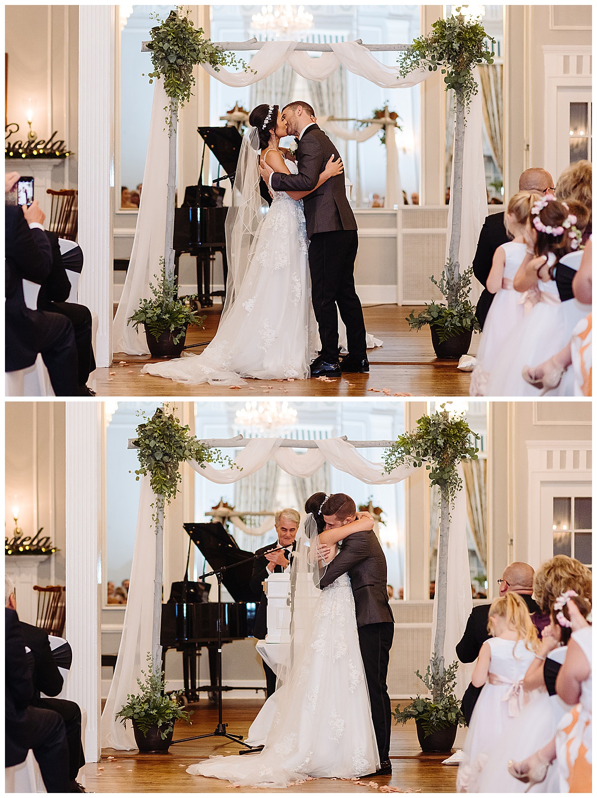Husband and wife share first kiss for Kayla Bouren Photography