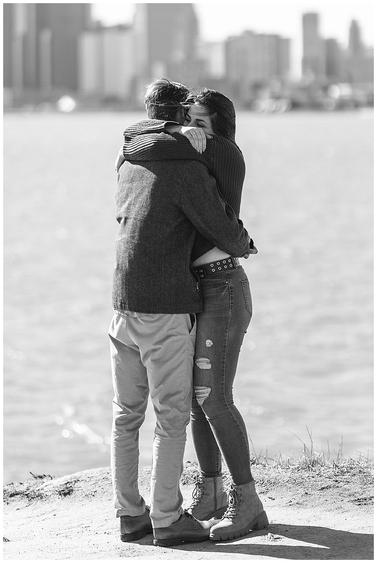 Future husband and wife share a hug for Kayla Bouren Photography