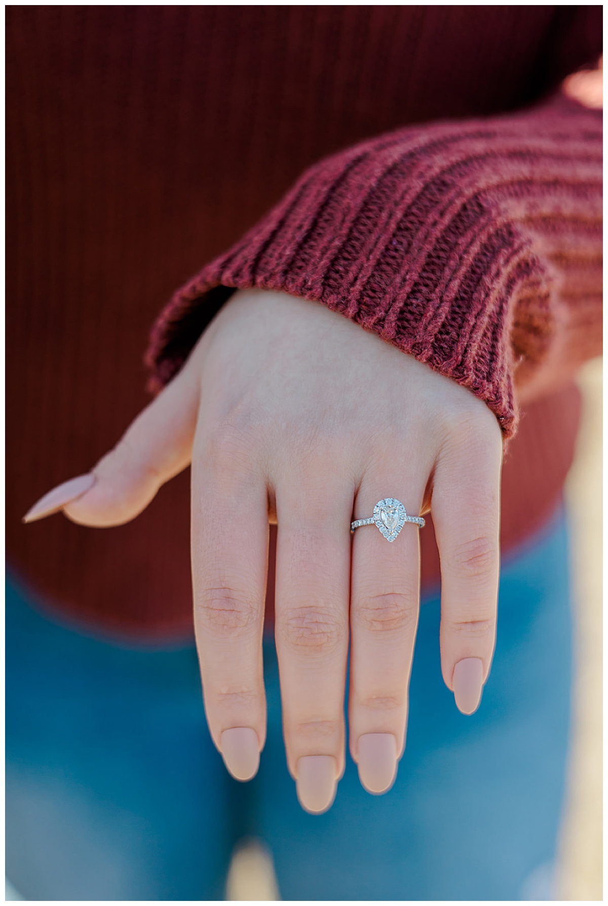 Stunning engagement ring after Sunset Point Proposal
