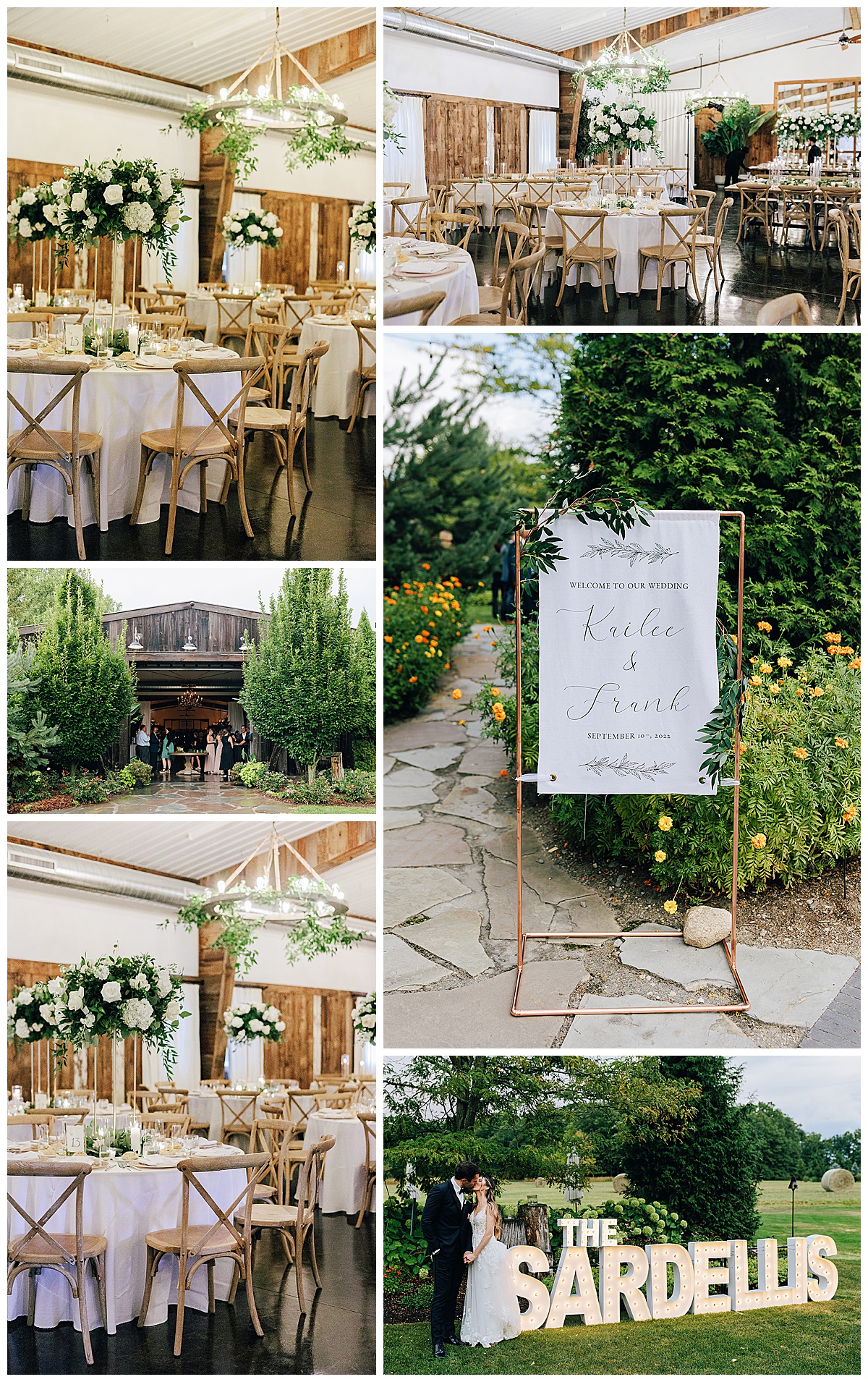 Stunning wedding reception decor at wedding venue for Kayla Bouren Photography