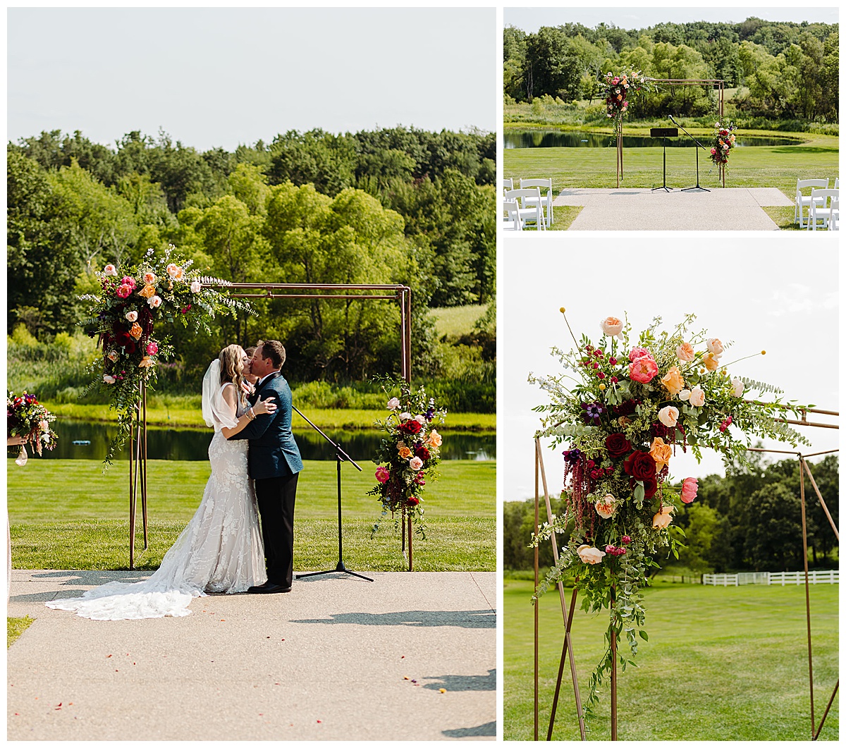 Couple share first kiss with gorgeous decor at Michigan Venues