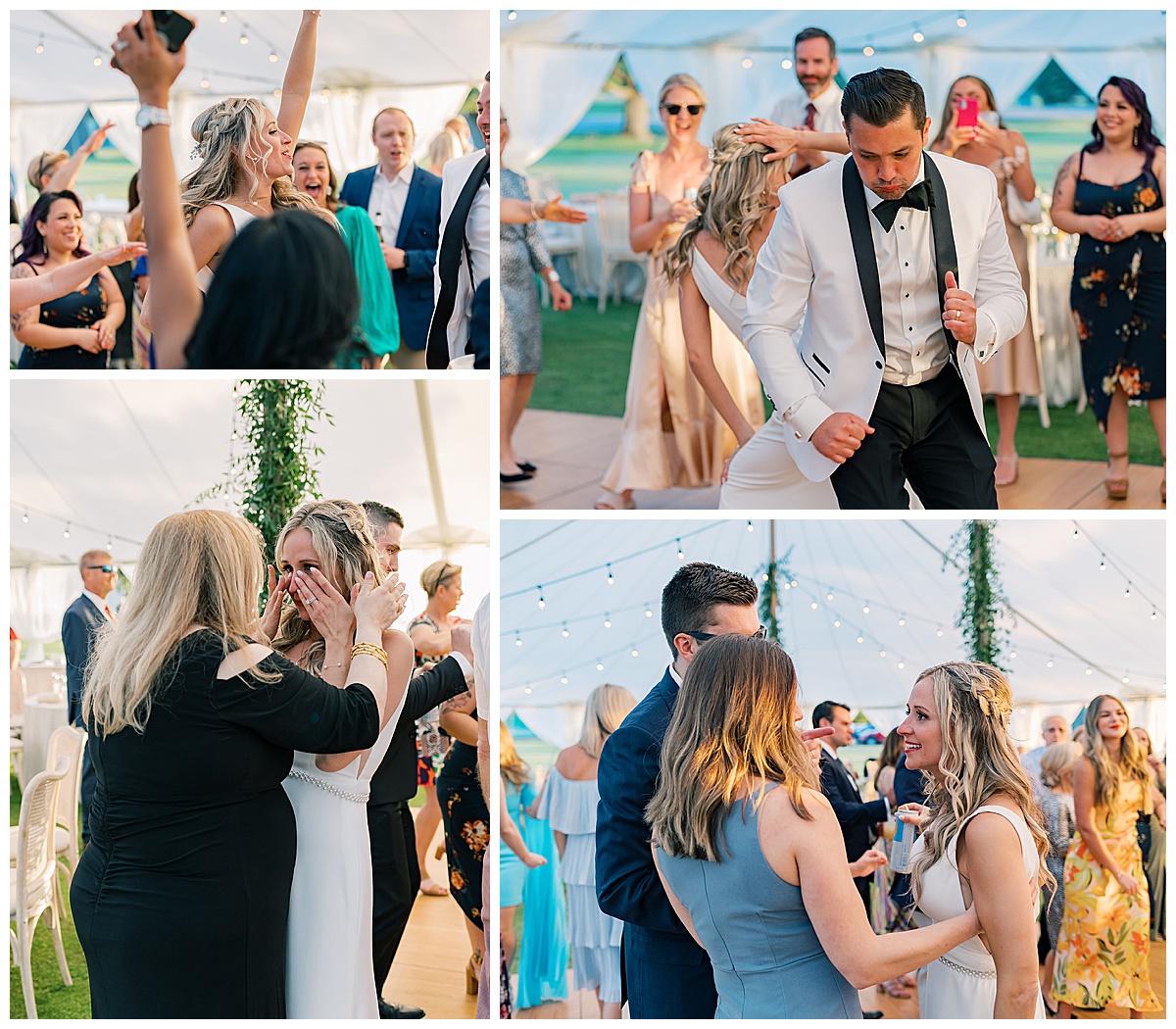 Family and friends on the dance floor with bride and groom for Detroit Wedding Photographer