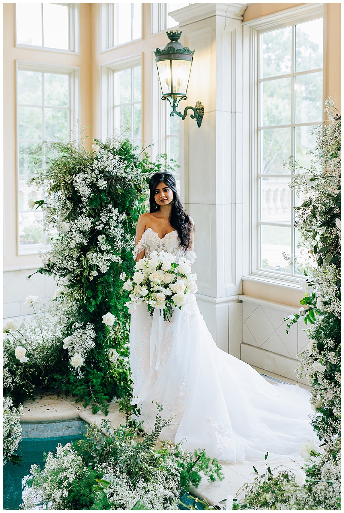 Woman smiles big holding bridal bouquet for Detroit Wedding Photographer