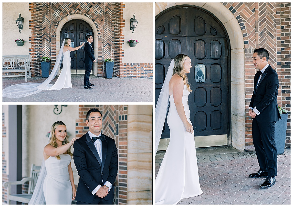 Bride and groom first look for Detroit Wedding Photographer