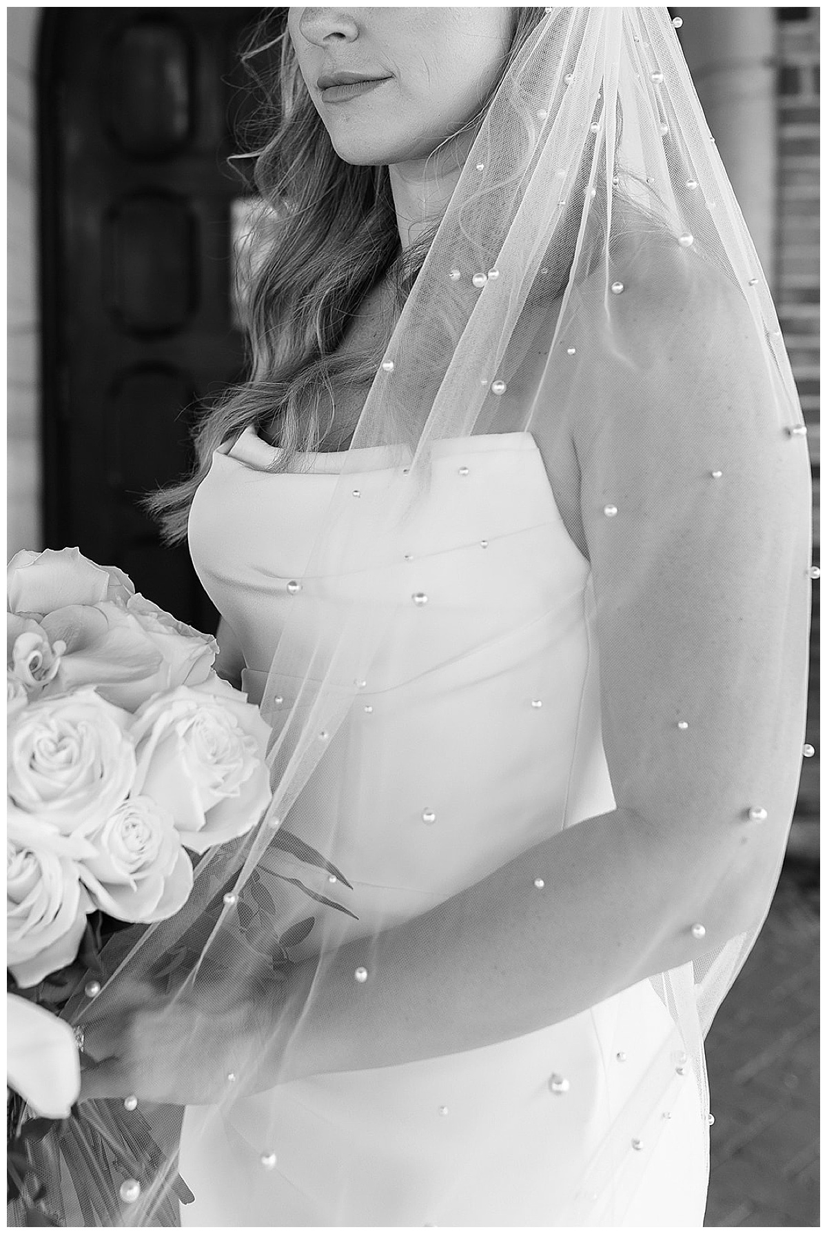 Gorgeous wedding veil with pearl accents for Detroit Wedding Photographer