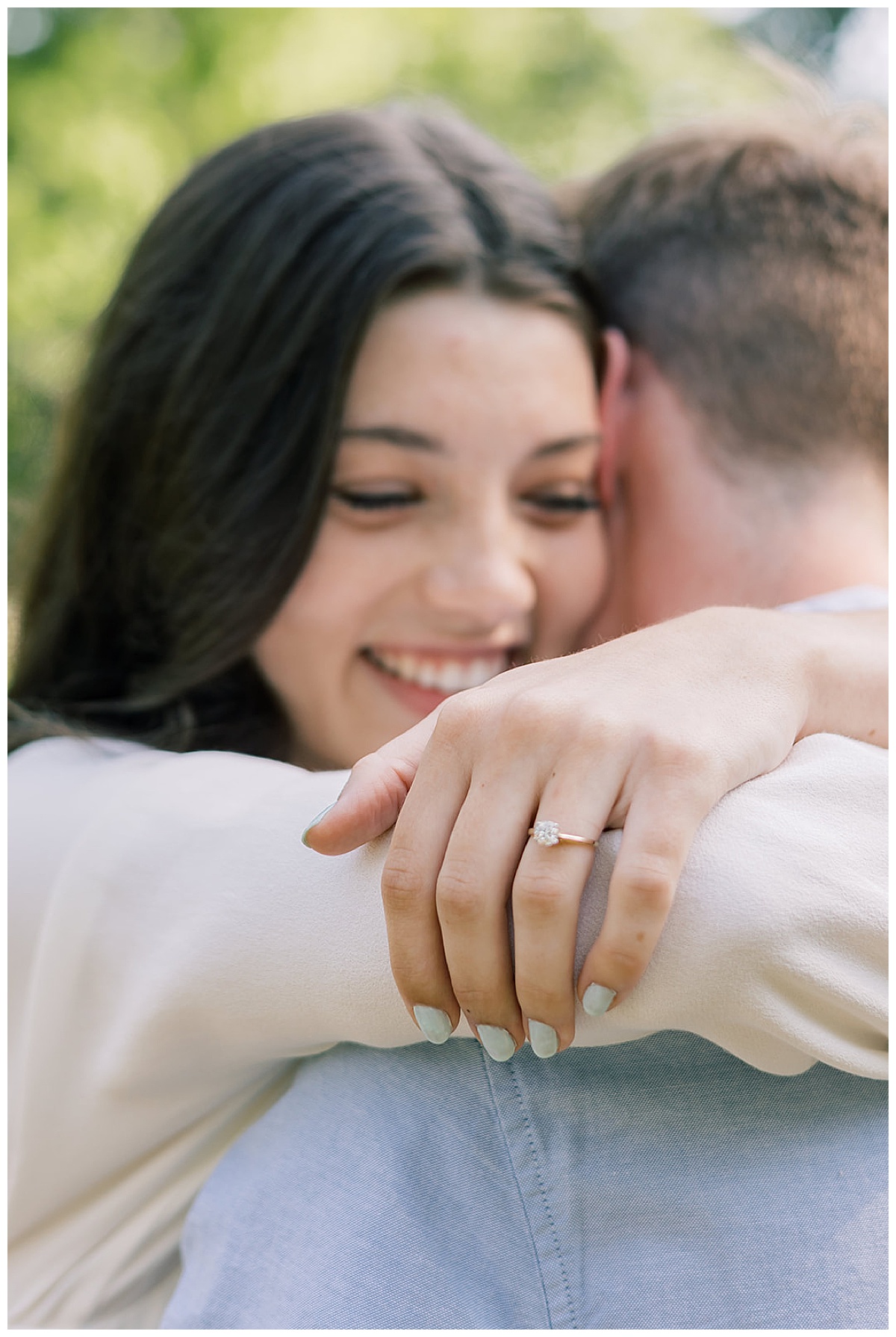 Stunning engagement ring on woman's finger for Detroit Wedding Photographer