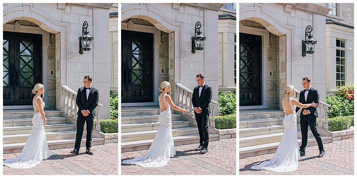 Grooms sees bride for the first time for Detroit Wedding Photographer