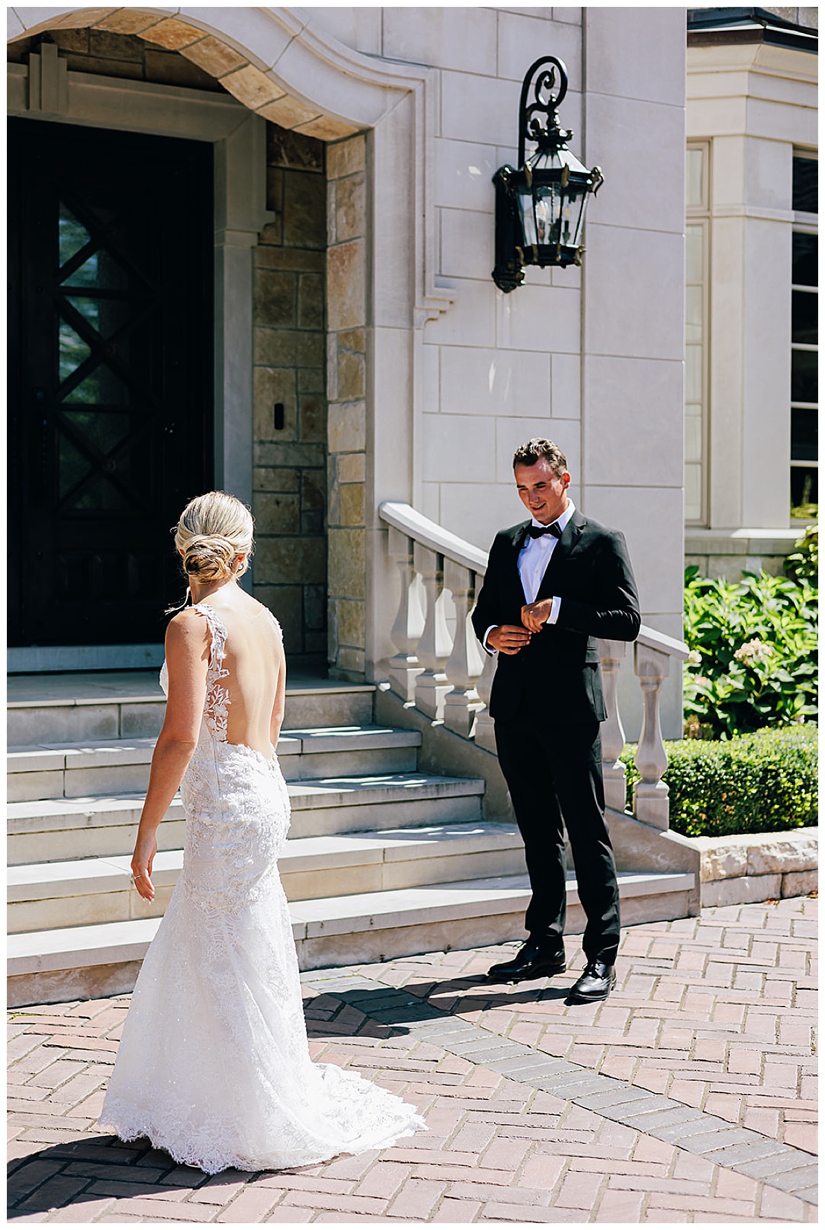 Guy sees girl in wedding gown for Detroit Wedding Photographer