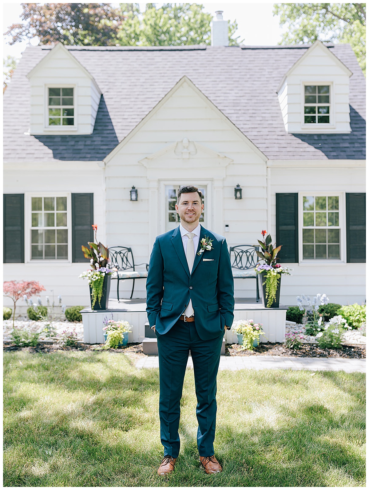 Groom stands tall at their Holly, Michigan Wedding Venue 